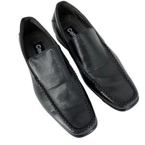 Central Mens Moc Loafer Shoe Sz 8 black Slip On Man Made EUC 3811 Vegan